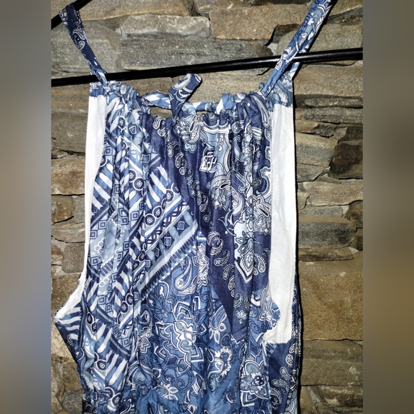 Lucky Brand Halter Top Maxi Dress, Ties At Back Of Neck, Ruffle Hem - Picture 13 of 14